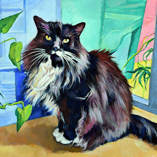 Maria's cat - Maza / Lascaux Artist acrylic on board / 11" x 8.5" / 28 x 21.5 cm